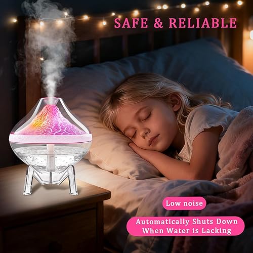 Miniatura 5 de Humidificador volcánico humidificador ultrasónico de niebla fría con sensor de humedad, silencioso, apagado automático, humidificadores para