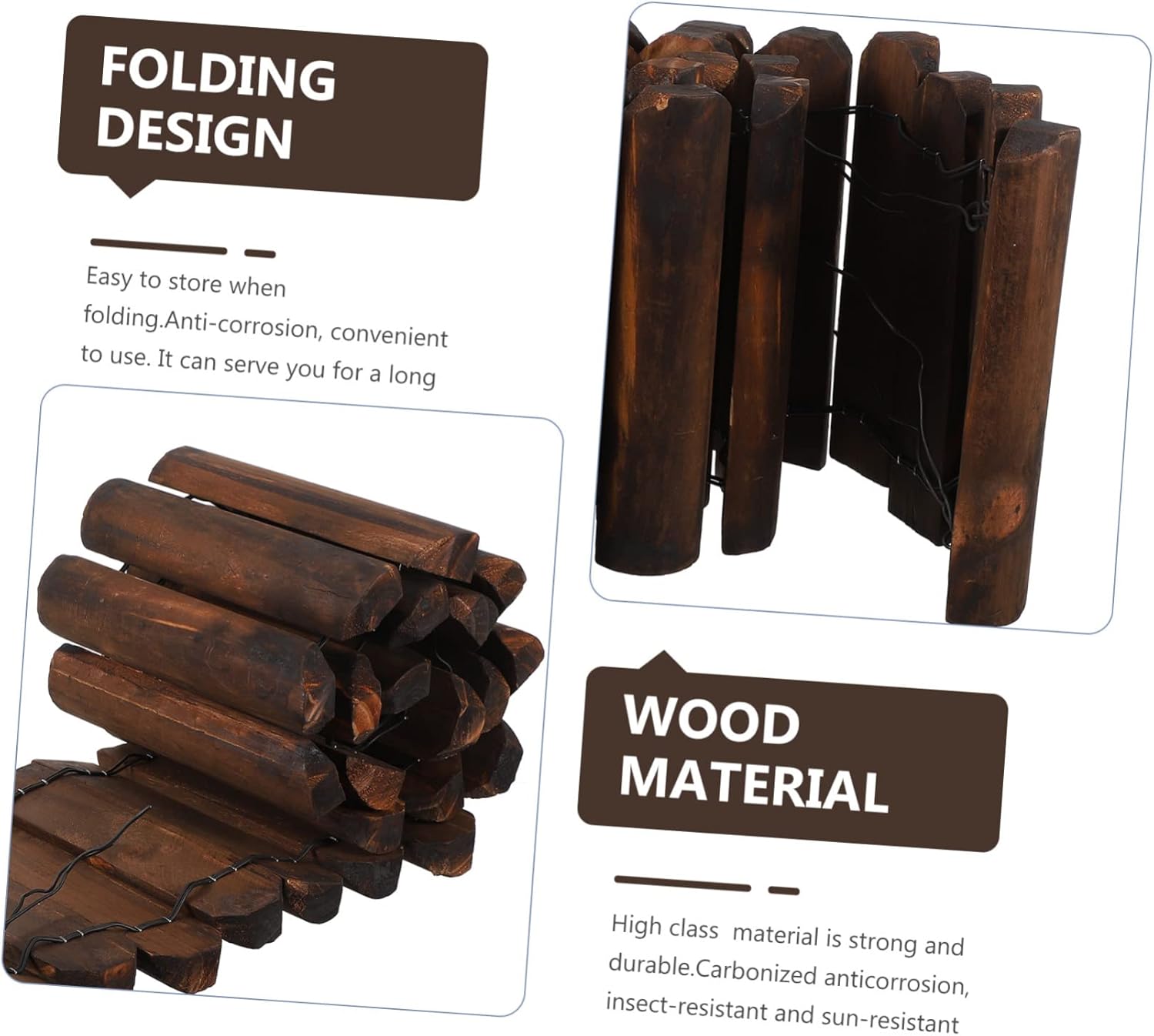 BESTonZON Garden Fence Natural Outdoor Decorative Fence for Courtyard and Garden for Flowerpot Decor and Lawn Division Easy to Install Height