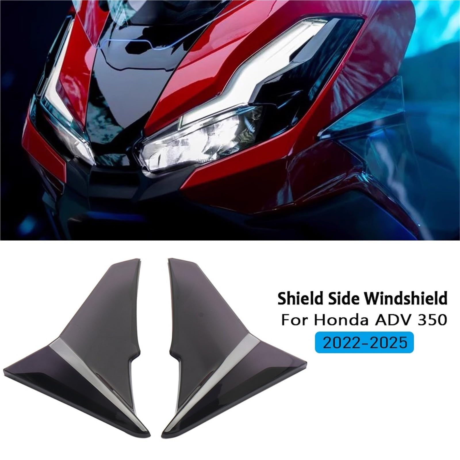 motoParabrezza Adatto per Honda ADV350 ADV 350 2022-2025 Moto Carenatura Laterale Destra Sinistra Copertura Laterale Deflettore Parabrezza Parabrezza Moto Spoiler(Translucent Black)