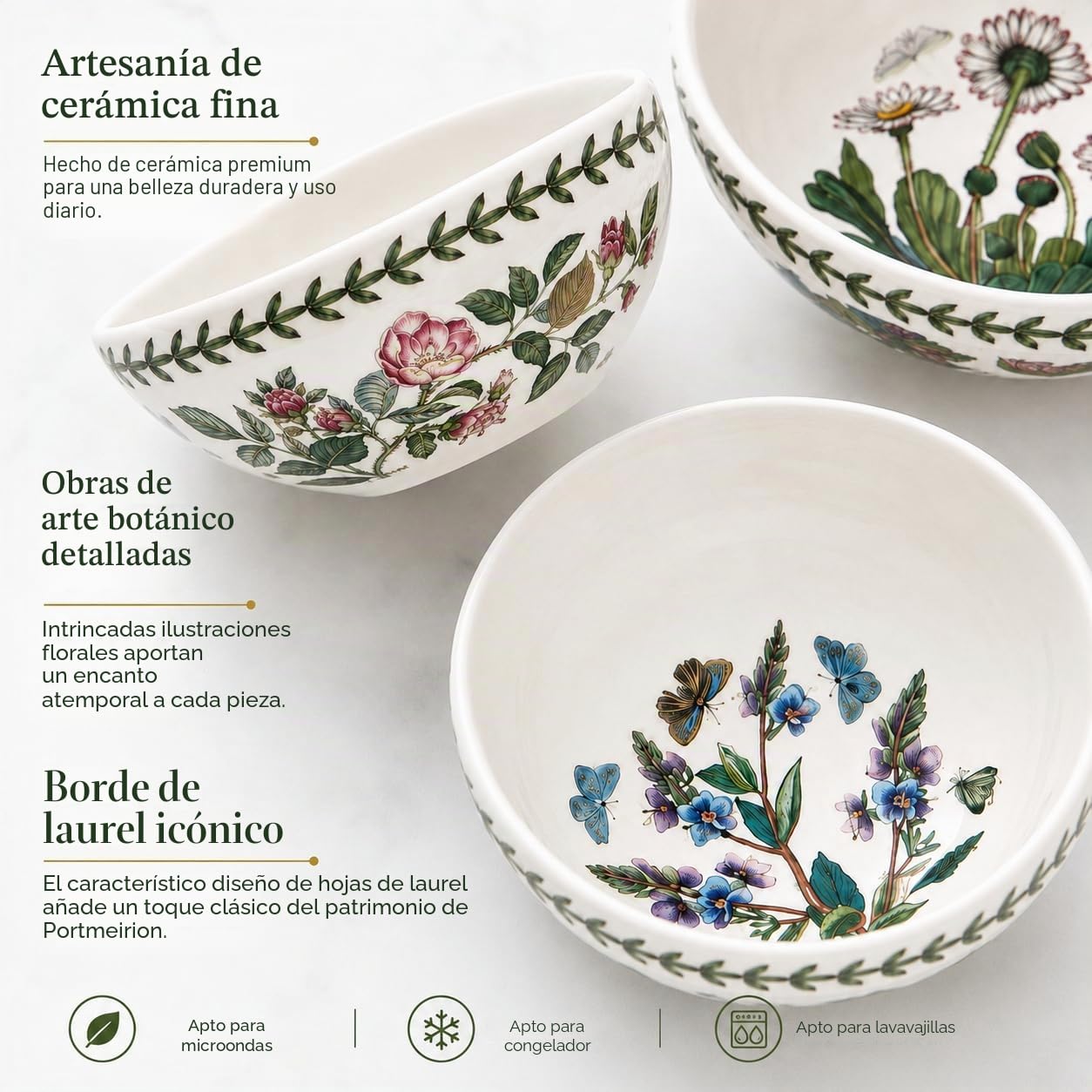Portmeirion Botanic Garden - Cuenco apilable (14 cm, 6 unidades), diseño de sopa