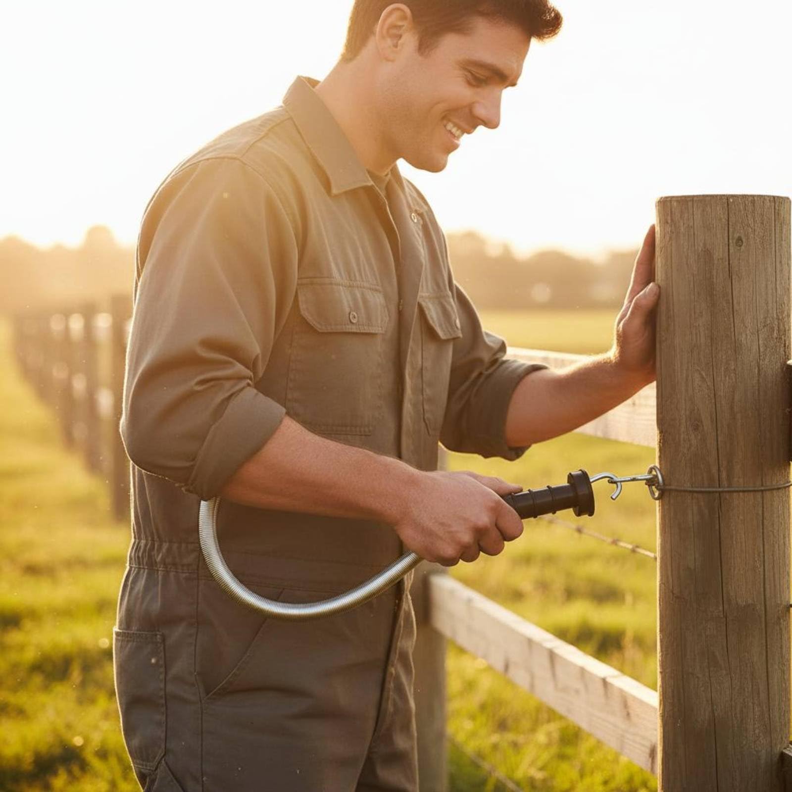 predolo Accesorio de Cercado Alta Resistencia Mango Aislante para Ganaderos, Agricultores, Pastizales, Resorte De Puerta De Valla Eléctrica Con Mango, Modelo AB-16