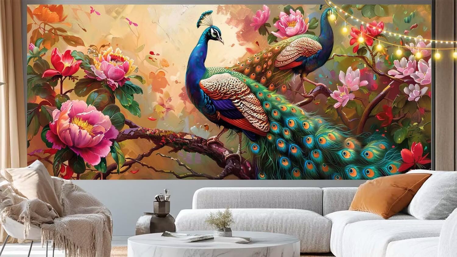 Diamentowe malowanie dla dorosłych duży rozmiar 200 x 100 cm, diamentowe malowanie paw malowanie diamentowe, haft diamentowy pełny zestaw 5D DIY kryształowy obraz ścieg krzyżykowy do dekoracji ścian