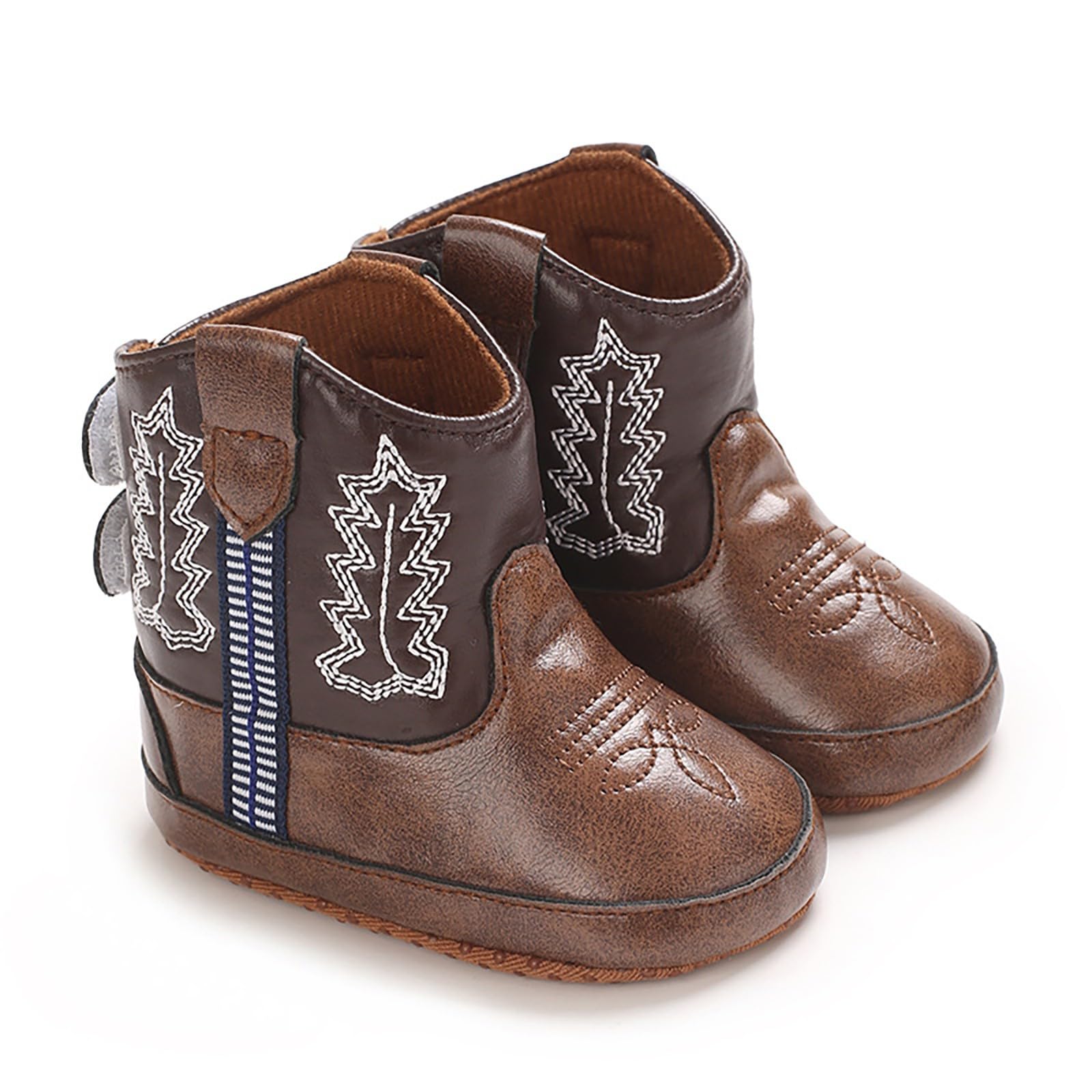 Generisch Bottes western en cuir bottes de cowboy bottines semelle souple chaussures antidérapantes pour bébé fille garçon nouveau-né Noël bébé 80