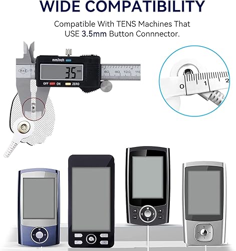 Miniatura 5 de 10 unidades de almohadillas TENS grandes más fuertes compatibles con MEDVICE, NURSAL, Belifu, Brilnurse TENS, VOVOU 0.138 in Snap sin látex unidades