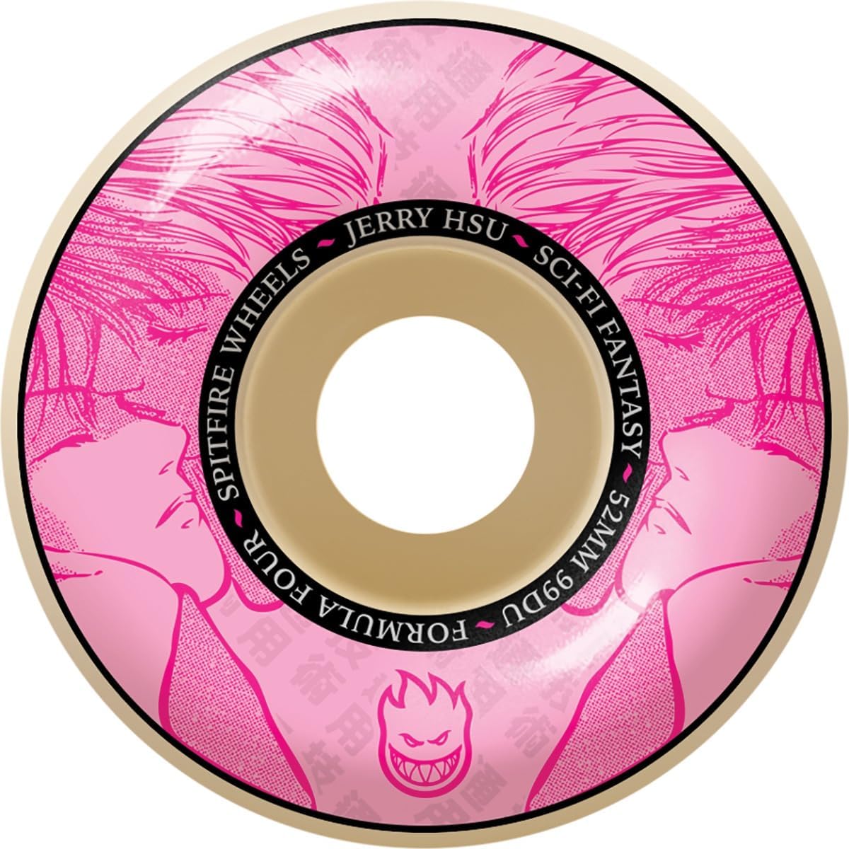 Spitfire Wheels Jerry HSU Sci-Fi Natural/Pink Skateboard Wheels - 52mm 99a (Set of 4)