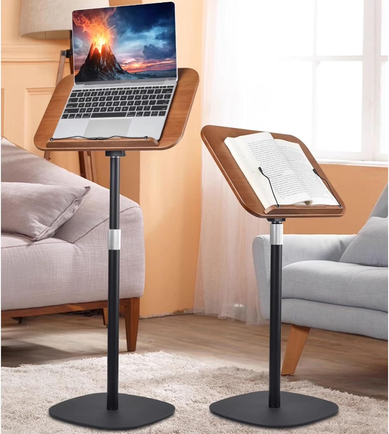 Standing Reading Stand with Page Clips,Height Adjustable Reading Stand,Sturdy Base for Books Sheet Music and Recipes Study(Color2,50-130cm)