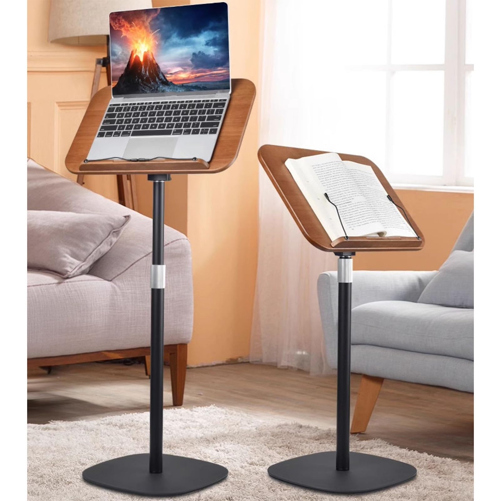 Générique Pupitre de Lecture réglable avec Pinces à Pages, Base Robuste pour Livres, partitions et Recettes, Hauteur 50-130 cm, idéal pour étudier et pour la Maison