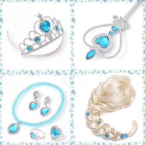 Miniatura 4 de Disfraz de princesa para niñas G.C con vestido de disfraz con capa larga, peluca, corona y varita para Halloween y cosplay