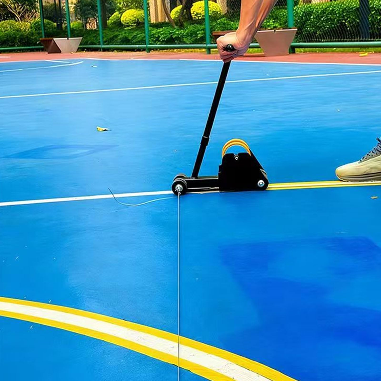 BRRNOO Máquina de Marcado de Cinta de Empuje Manual Aplicador de Cinta de Piso con Aguja Guía Ajustable y Escala para Marcado de Líneas de Cancha de Estacionamiento
