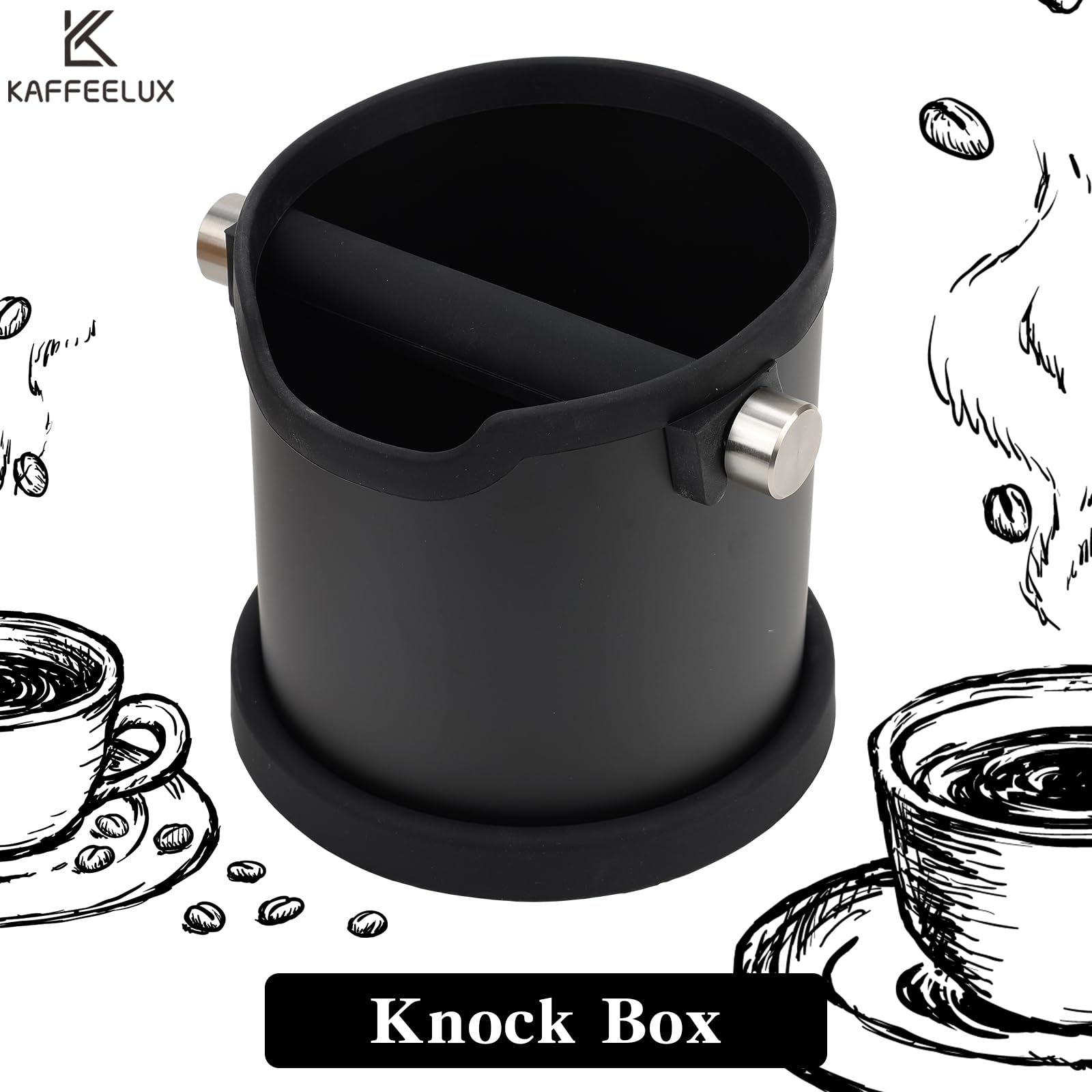 Kaffee-Zapfkasten, Edelstahl-Espressobodenbehälter, Abfallkaffee-Eimer, Barista und rutschfeste Unterseite, Kaffeezubehör (schwarz)