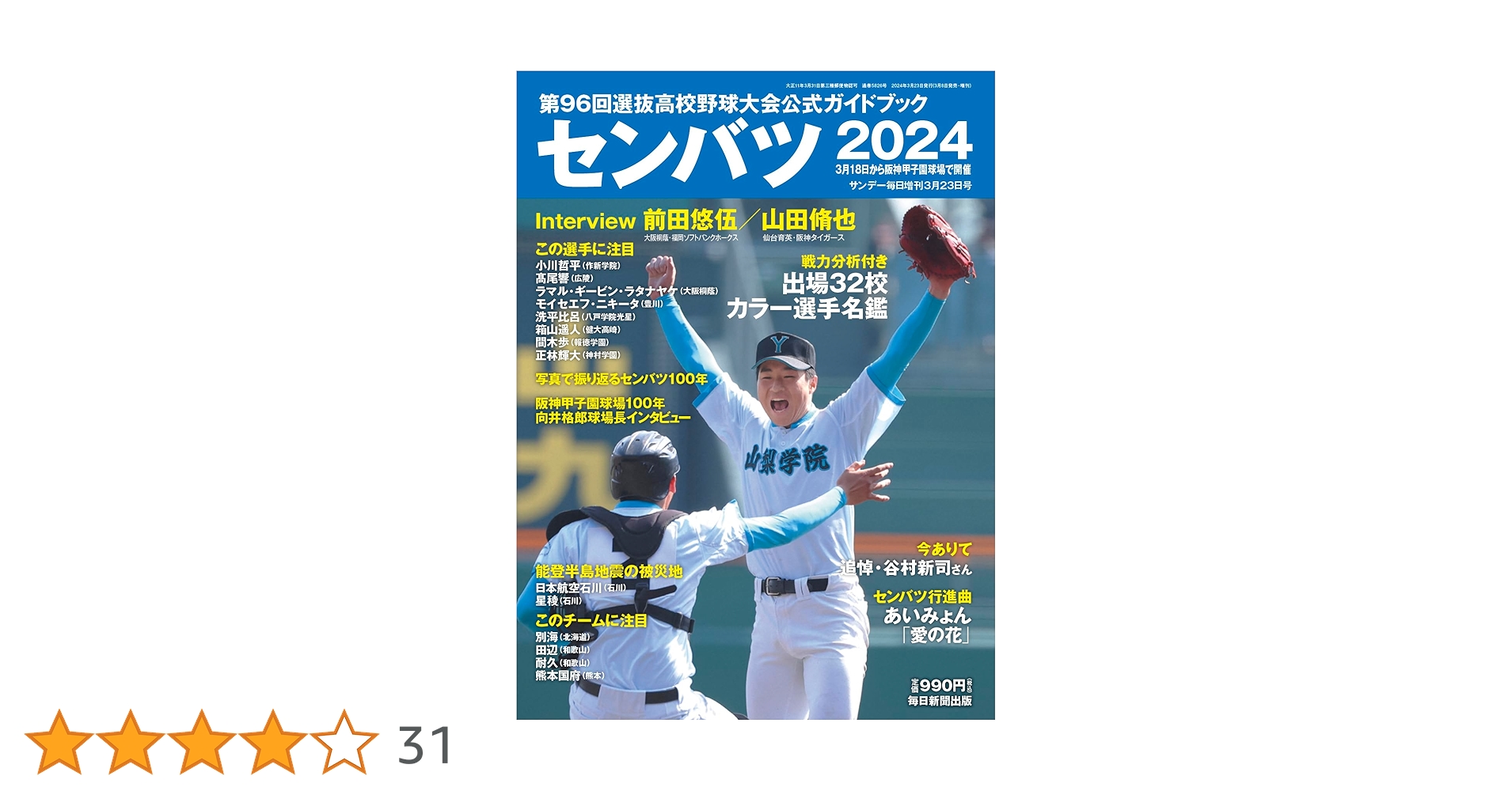 高校野球】スポーツ毎日第26回選抜高校野球 選手名鑑（昭和29年