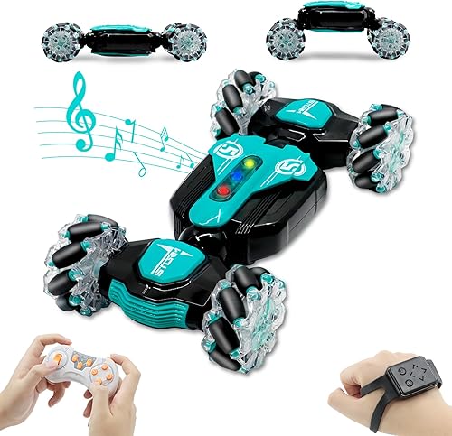 LZV Auto de acrobacias a control remoto, 2.4 GHz 4WD con detección de gestos RC Stunt, rotación giratoria de 360 de doble cara para niños de 3 a 8