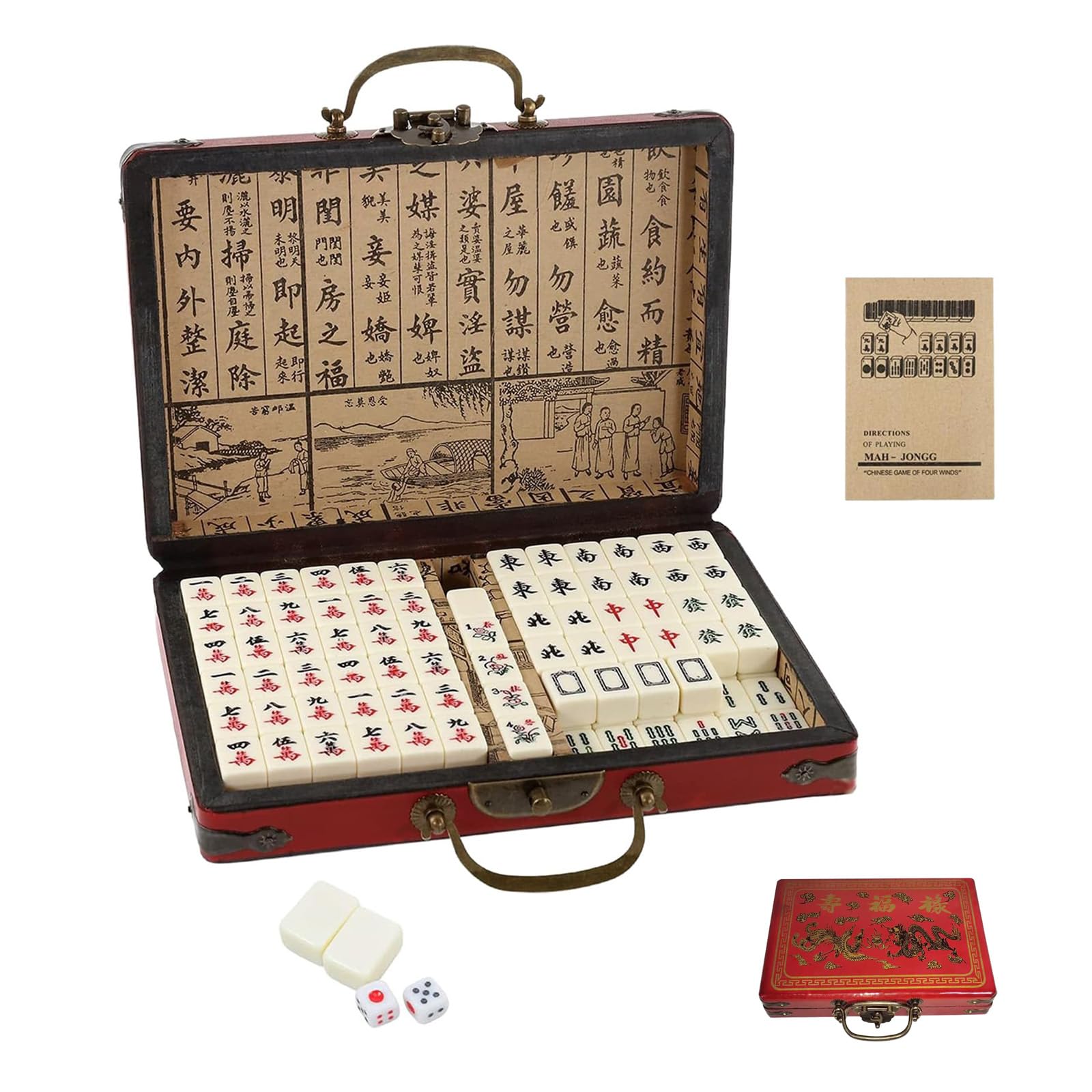 Lusacy Mini Chinese Majong Set, 144PCSChinese Traditional Mahjong Set, Mahjong Tiles Game