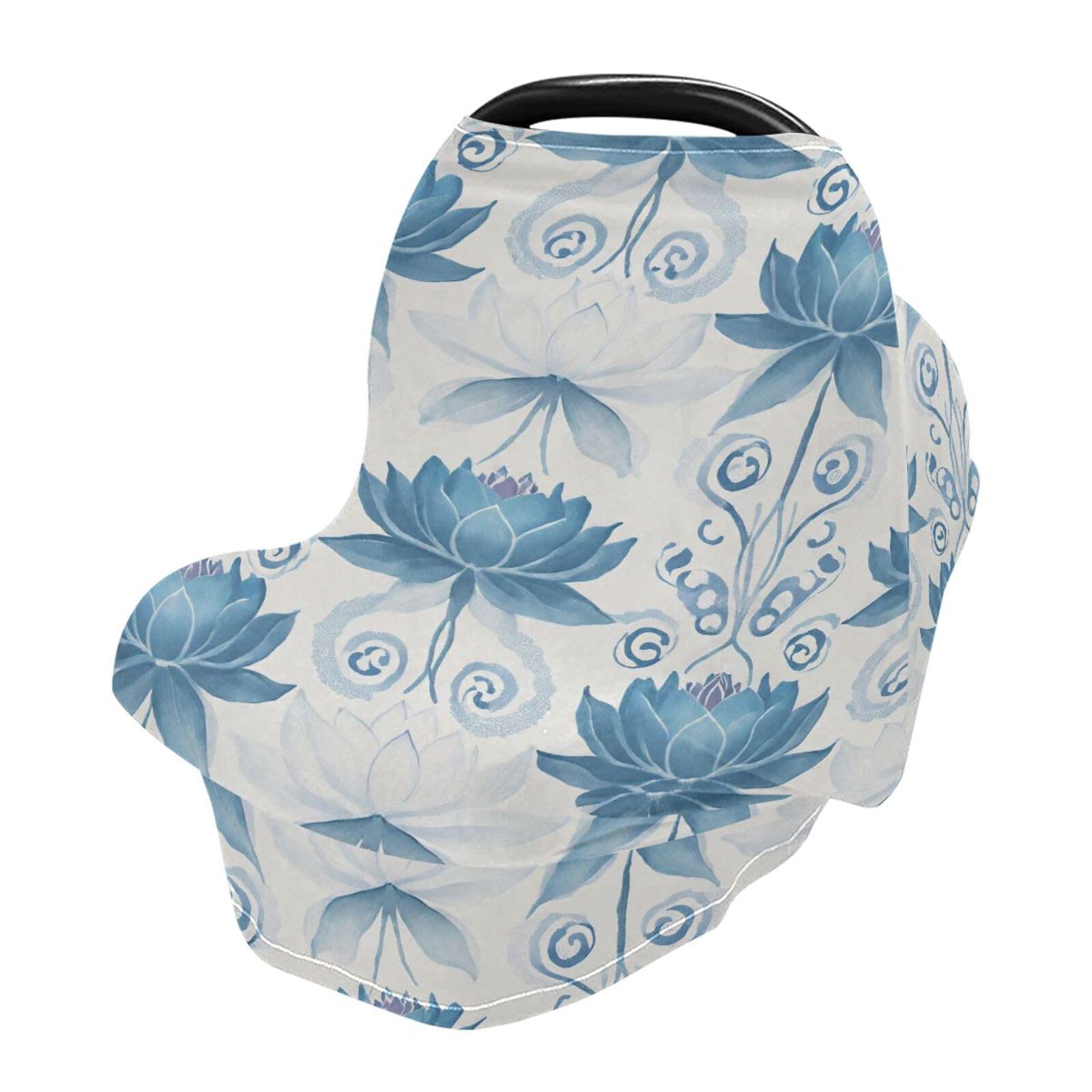 Nesatuwa Baby Car Seat Cover Lotus Flower Breastfeeding Covers Stretchy Breathable Multi-Use Cover Carseat Canopy for Girls and Boys
