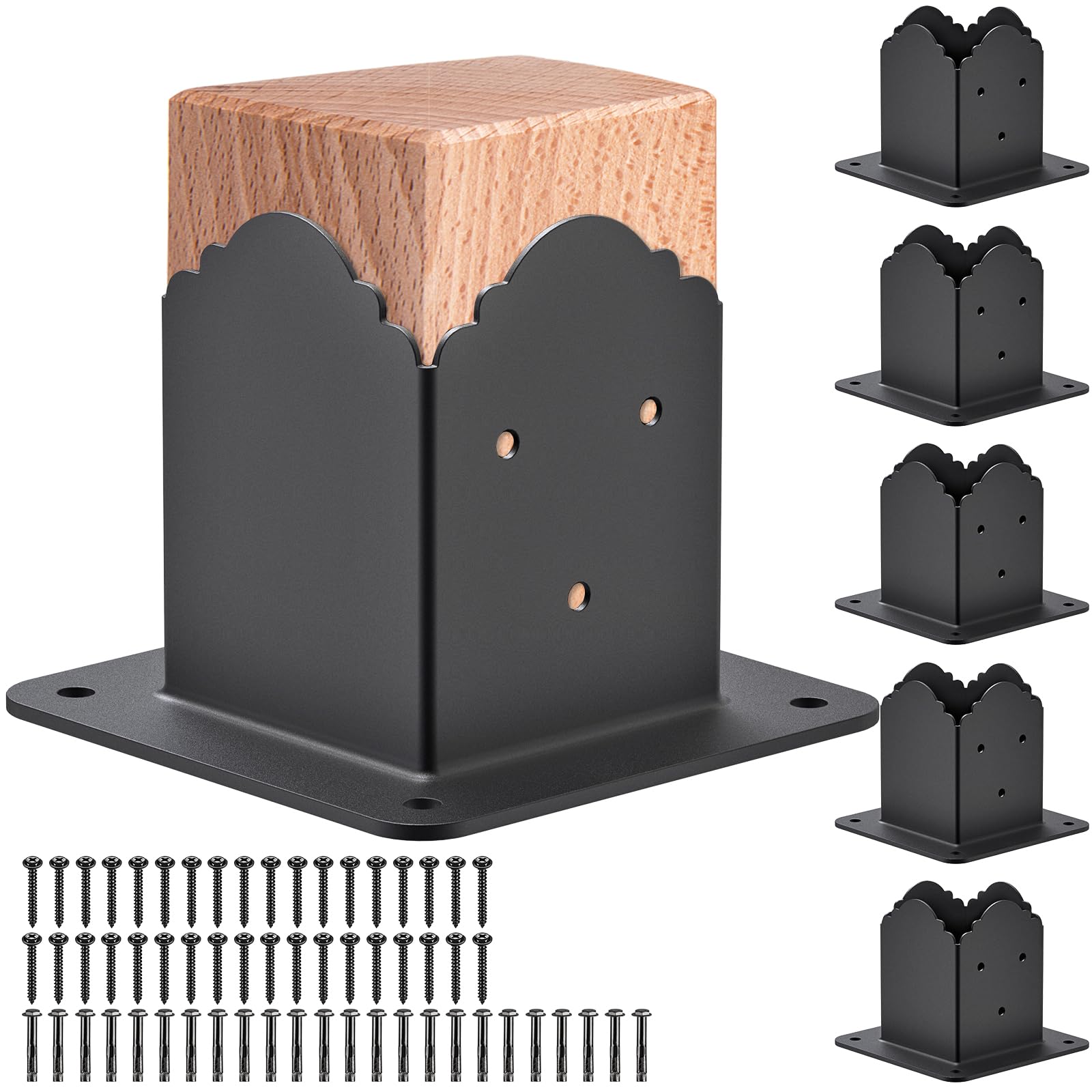Snapklik.com : Insaga 4x4 Post Base 6PCS, Thick Steel Bracket (Inner ...