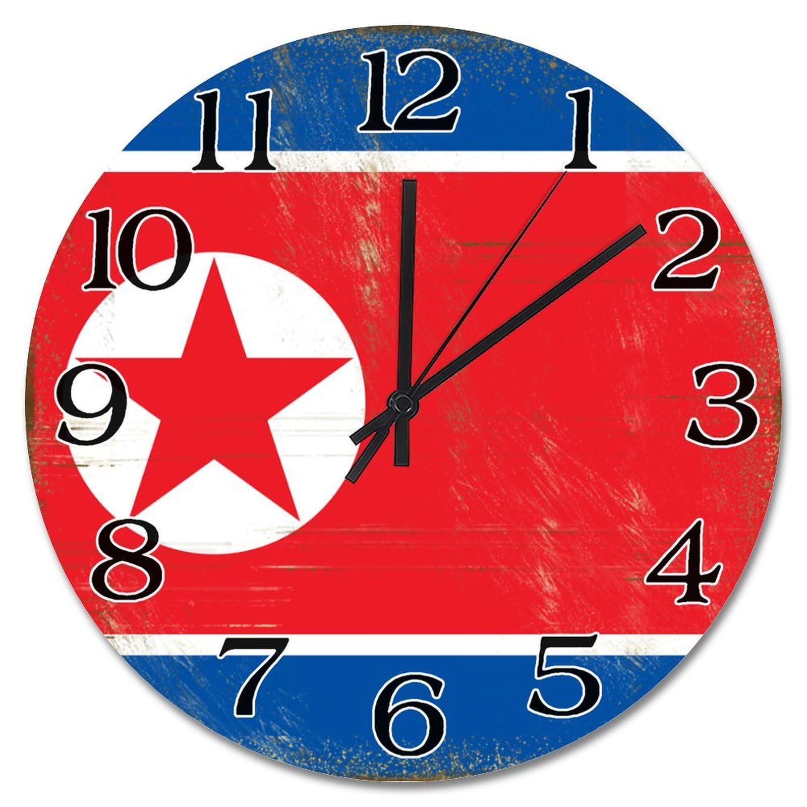 Horloge murale Corée du Nord ronde analogique décoration salon