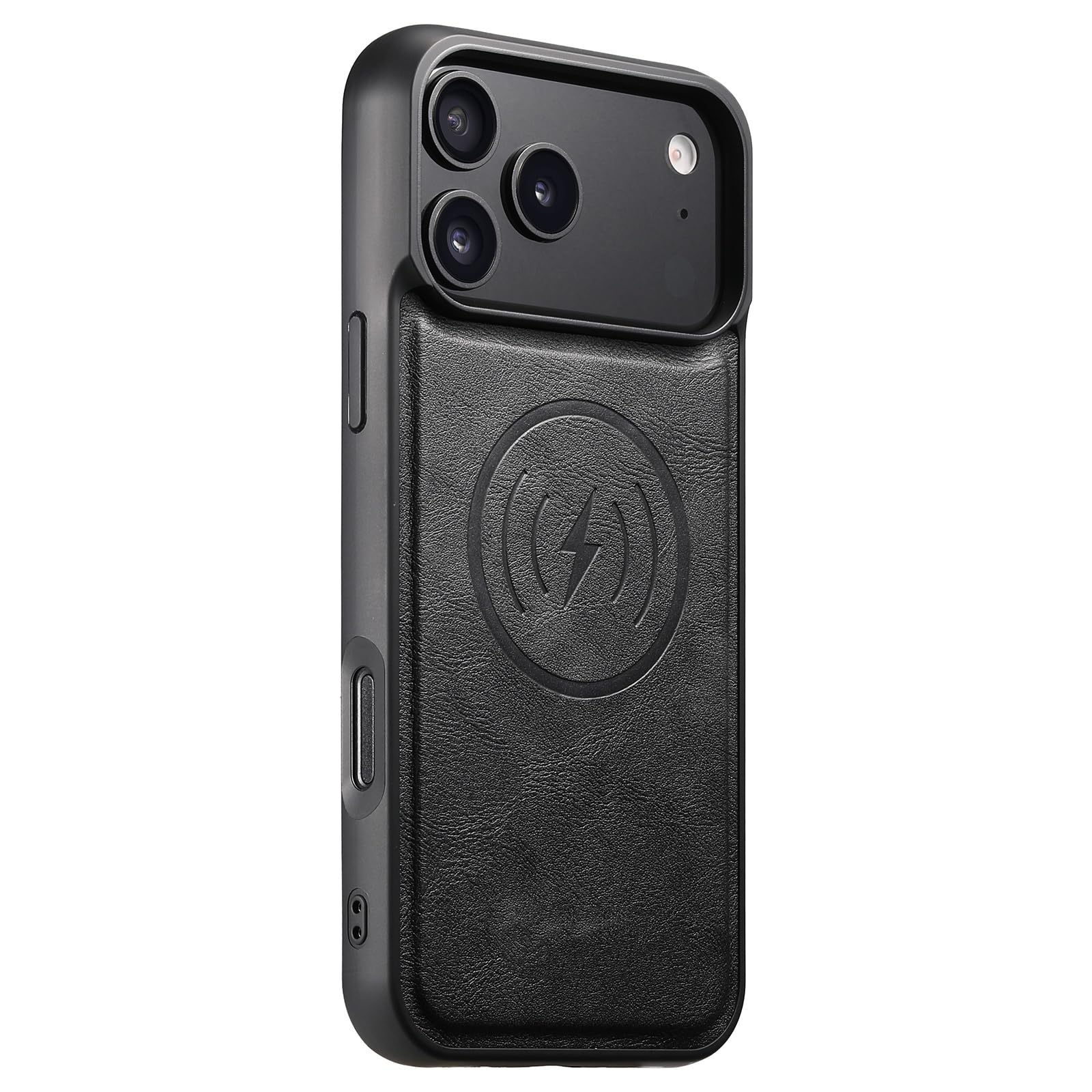 Funda de Cuero con Tacto Esmerilado, imán y Carga inalámbrica para iPhone 17 Pro MAX, 16 Plus, 15, 14, 13 y 12 (para iPhone 15 Plus/Azul).