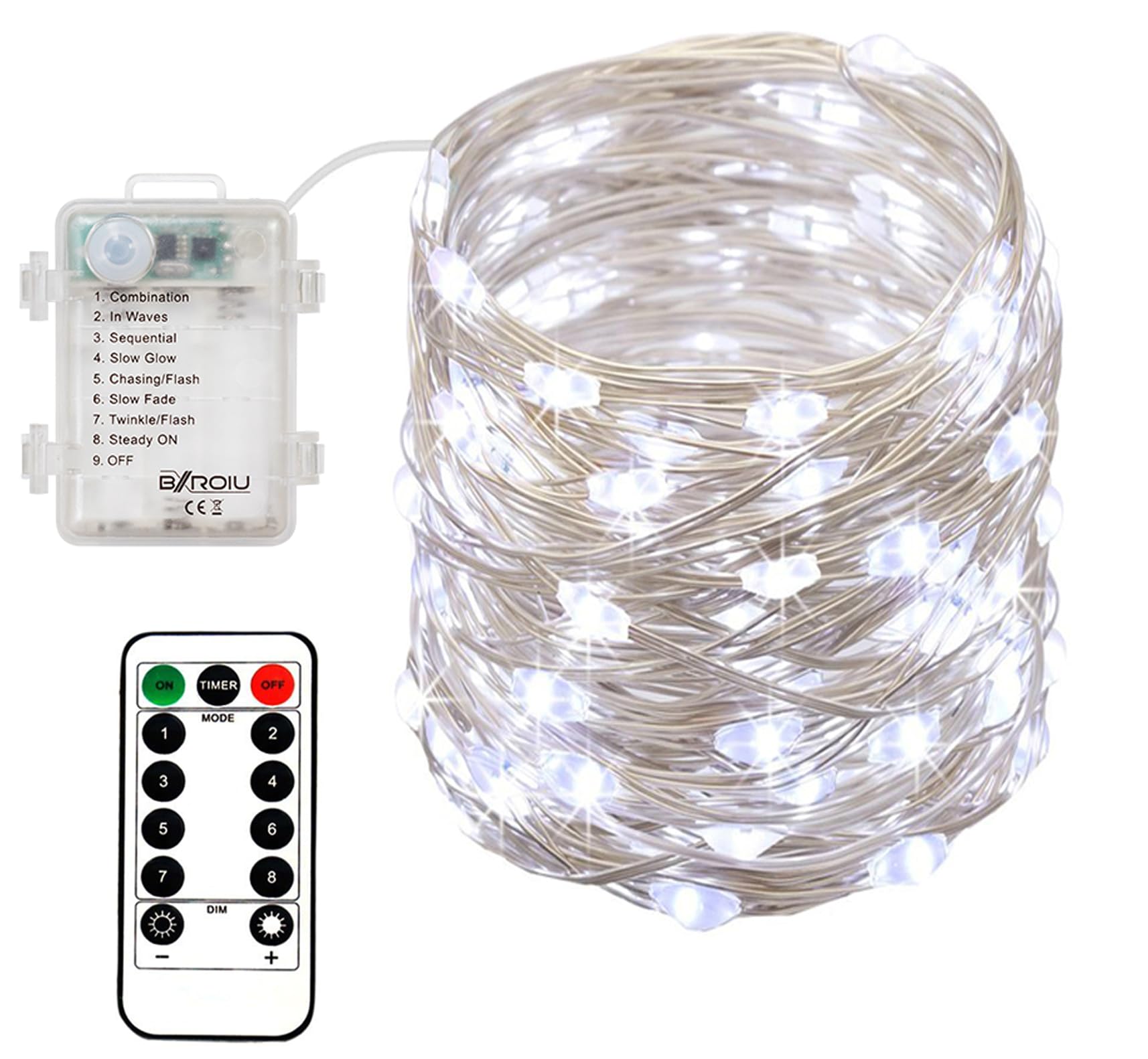 Luci A Stringa LED 2x10 Metri - 100 LED Ciascuna, USB, Telecomando - Bianco Freddo, Impermeabili, Per Esterno/Interno - Foto 5