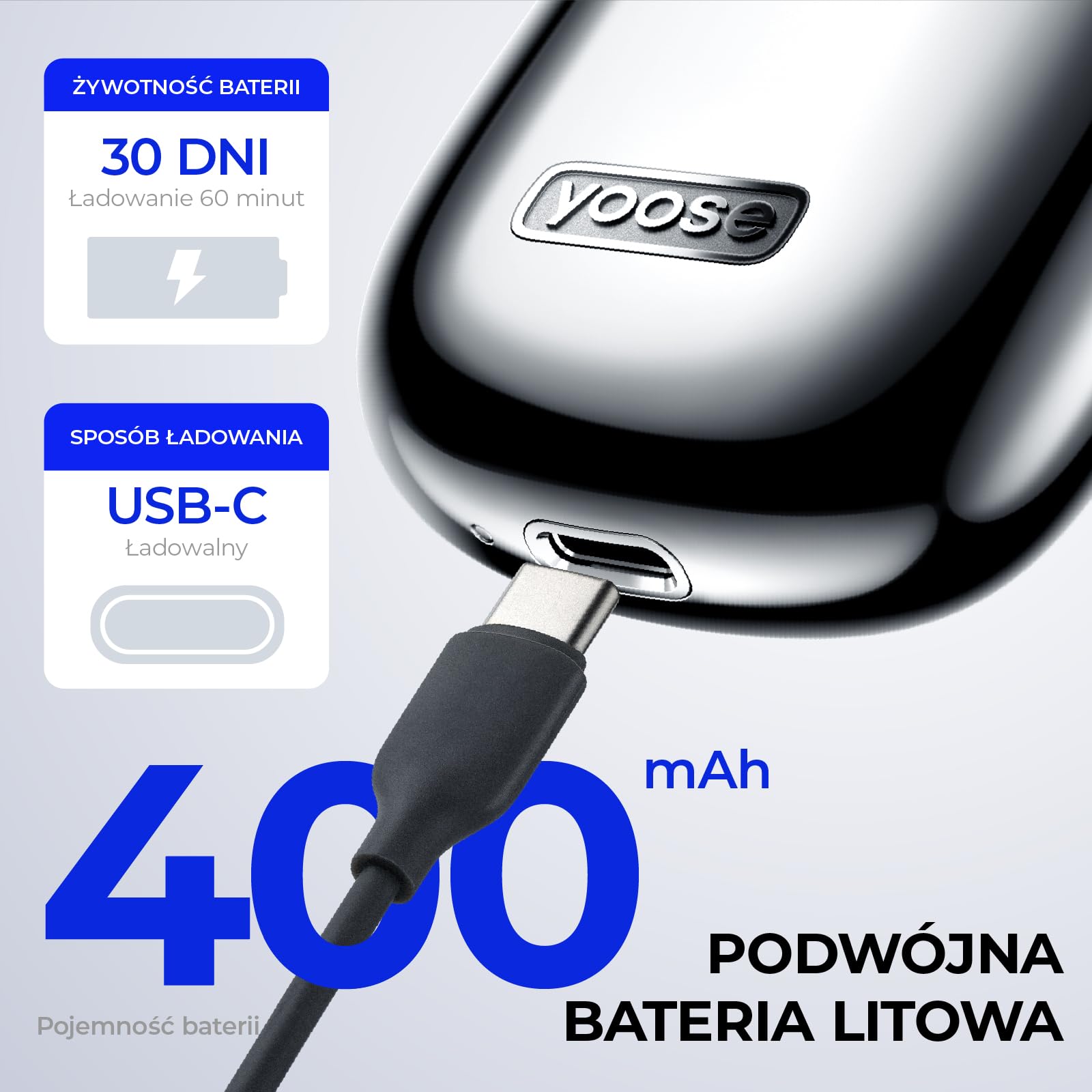 yoose Elektryczna Maszynka do Golenia dla Mężczyzn, IPX7 Wodoodporna z Ładowaniem USB-C & Magnetycznymi Główkami, Łatwa w Czyszczeniu - Do Podróży, Outdoor, Służbowych i Samochodu (Żółty)