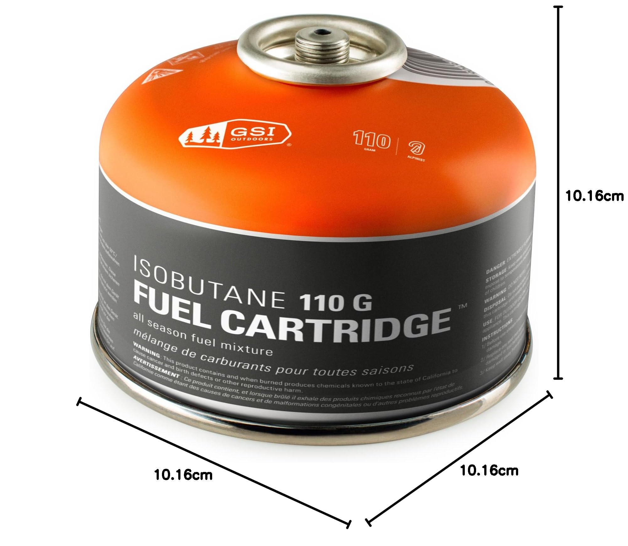 GSI Isobutane Fuel Cartridge wkład gazowy uniseks, dla dorosłych, pomarańczowy, 110 g