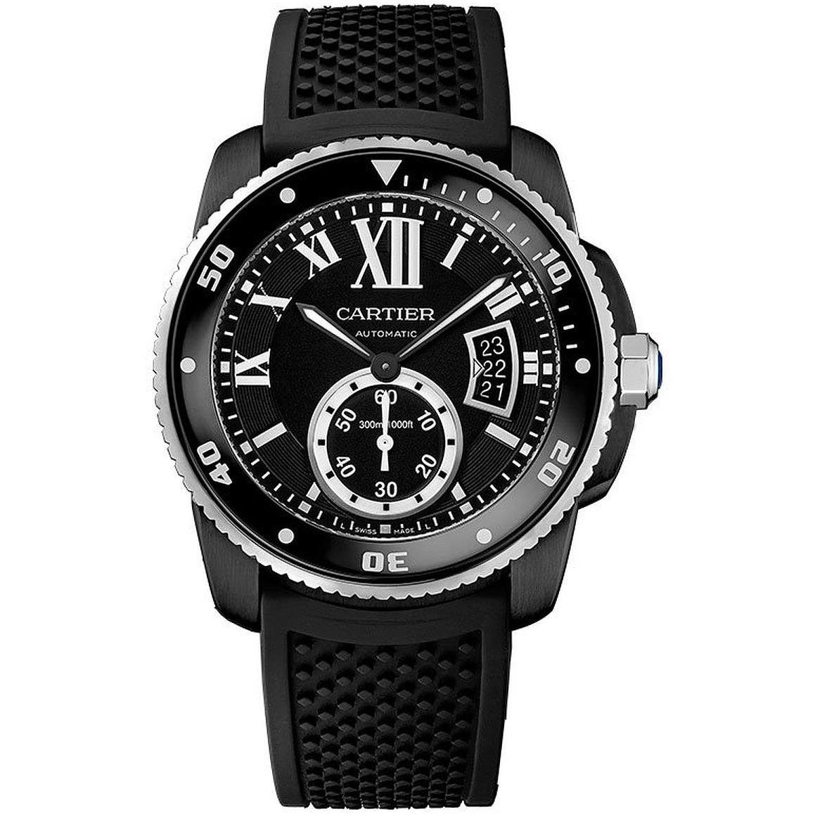 Cartier New Calibre WSCA0006 Black Rubber Automatic Box/Paper/2YrWarranty #CA62