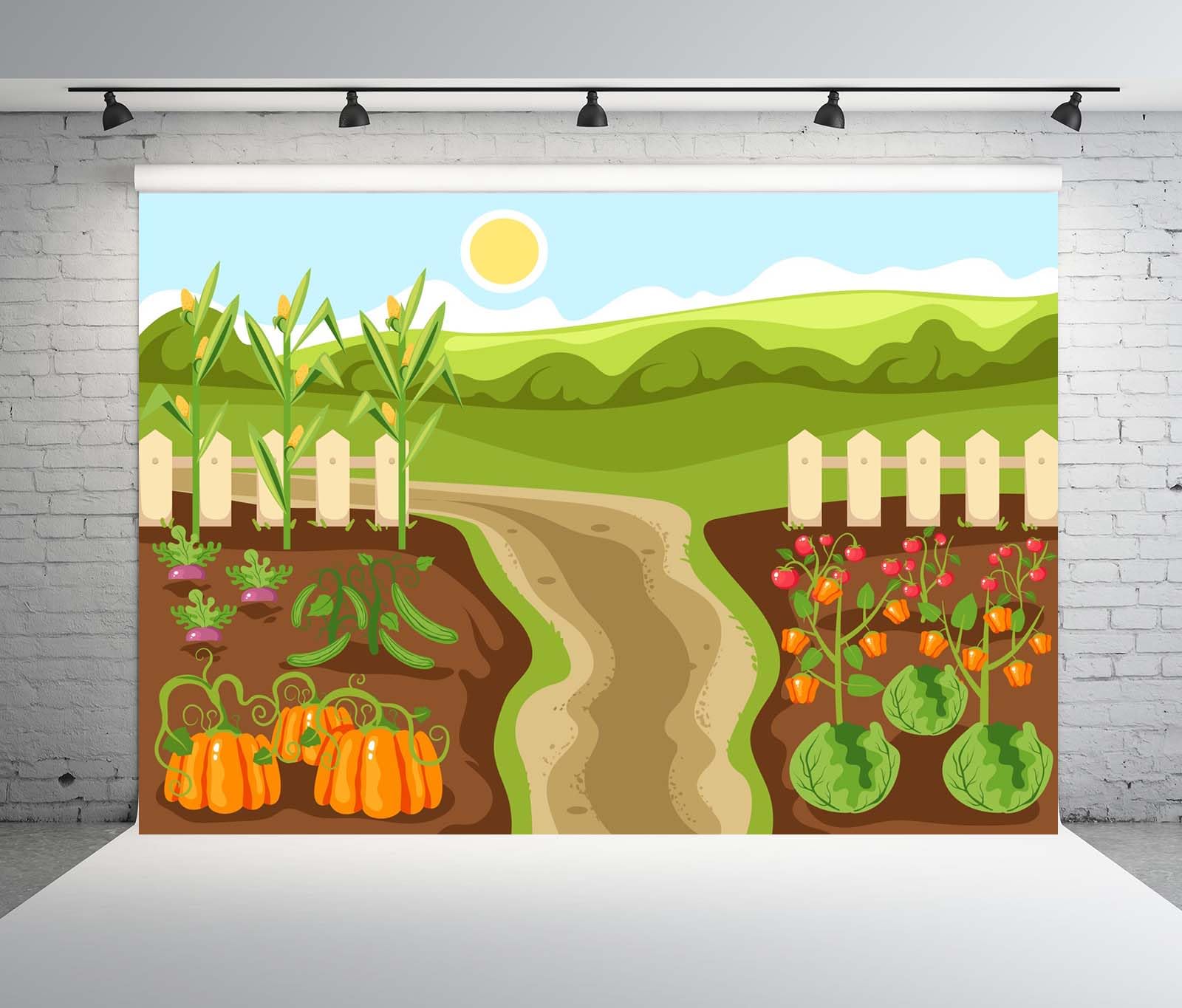BELECO 3.6x3m Telo sfondo orto vegetale | Zucche mais pomodori terreno agricolo verde sfondo tema fattoria ritratti bimbi adulti studio foto