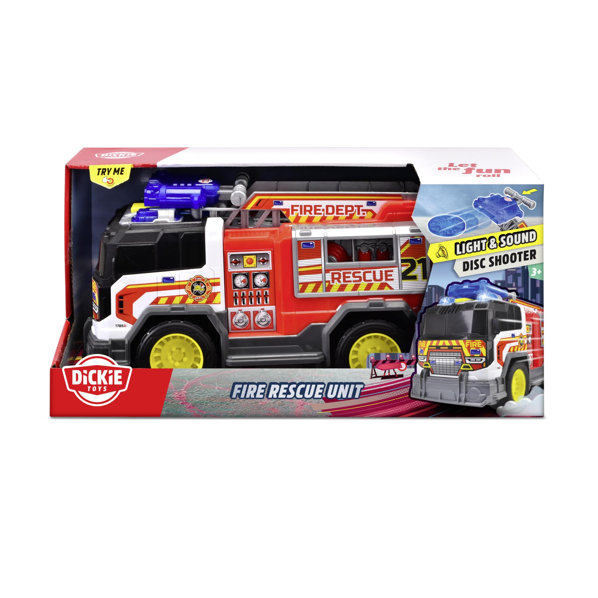 Dickie Toys - Fire Rescue Unit, 30 cm, Grande camion dei pompieri, a partire dai 3 anni, con luci e suoni, batterie incluse, 203306020