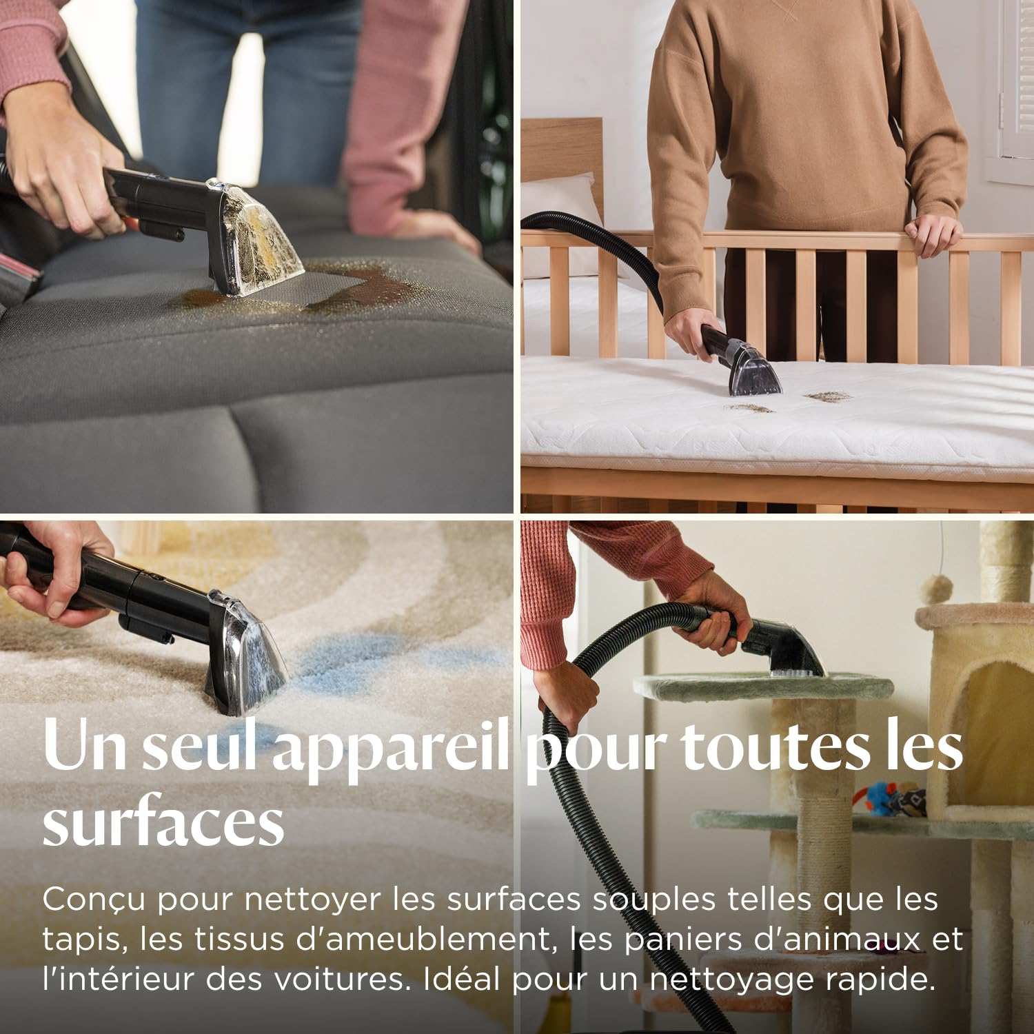 BISSELL SpotClean ProHeat Advanced, Shampouineuse, Shampouineuse Canapé Compact Multi-surfaces, Nettoyeur Canapé Tissu Moteur 1125W, Triple Nettoyage taches tenaces, Filaire, 3924N