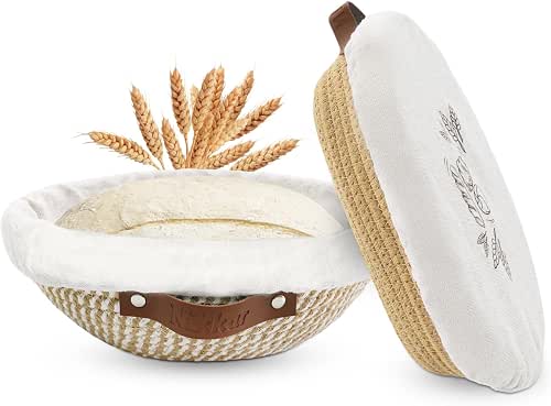Nikkar Banneton Bread Proofing Basket Set of 2, 9 10
