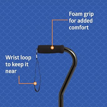 Medline Aluminum Offset Walking Cane for Seniors & Adults is Portable and Lightweight for Balance, Knee Injuries, Mobility & Leg Surgery Recovery