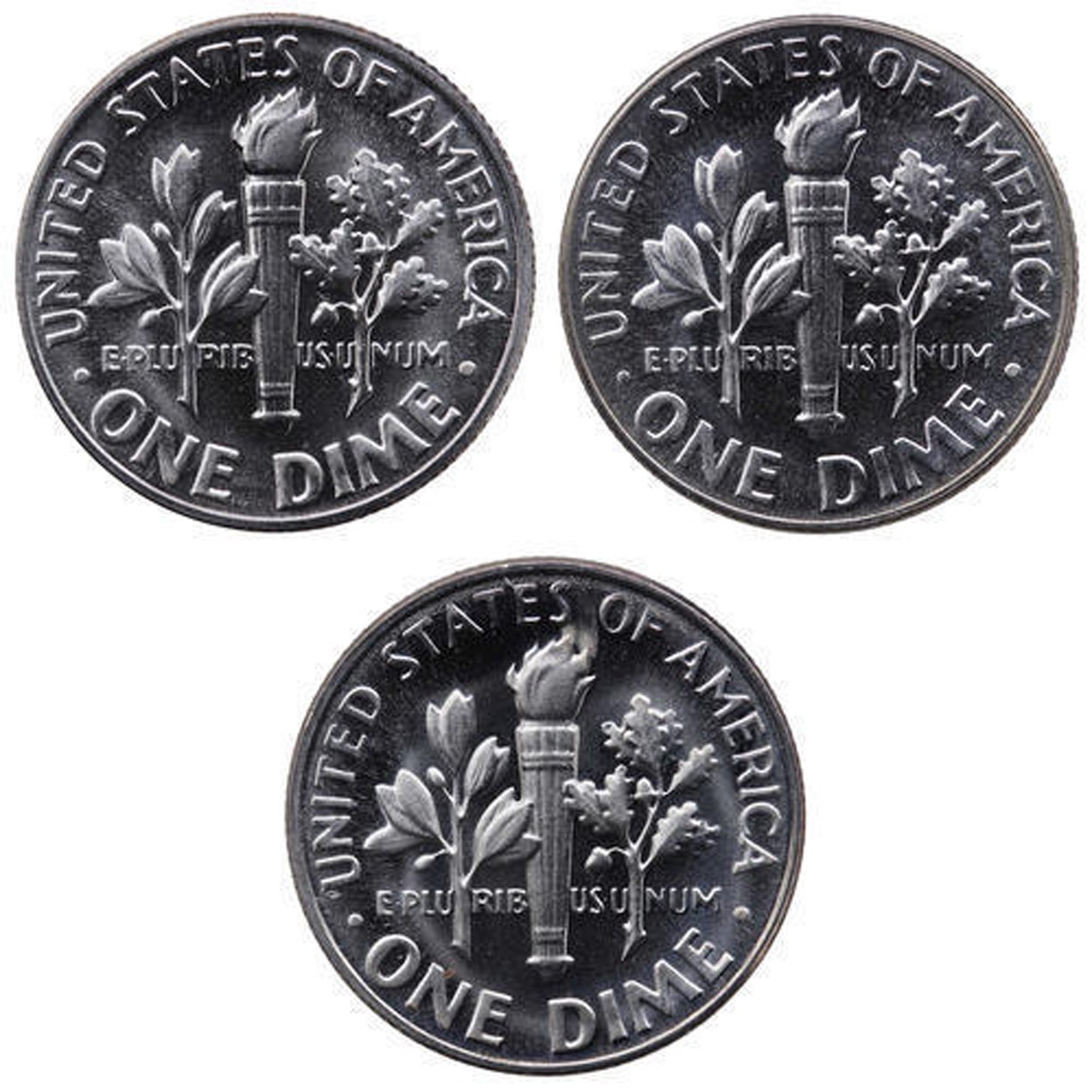 1965-1967 S Proof Roosevelt Dime Run Gem DCAM CN-Clad 3 coins at