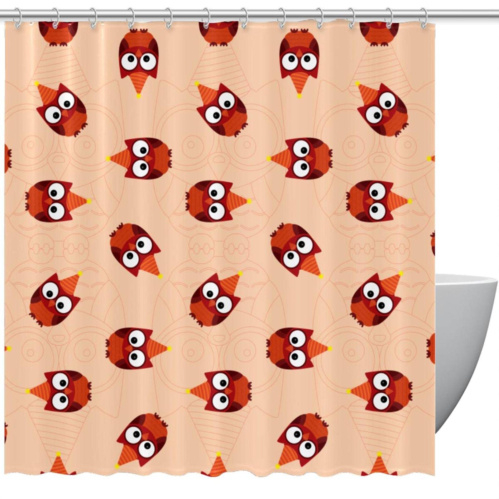 Rideau de douche imperméable hibou 168x183 cm anti-moisissure