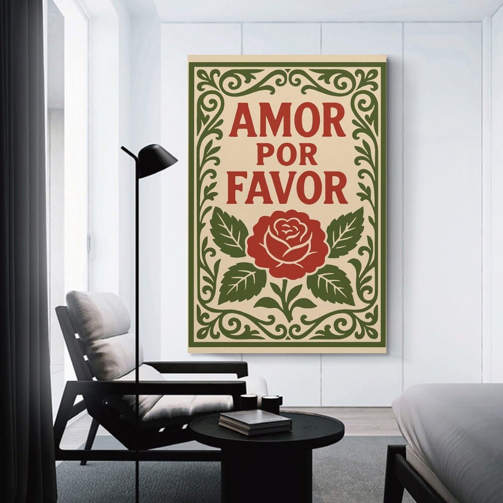 Junmoney Amor Por Favor Rose Art Wall Art Print, 24x36inch(60x90cm), for Lounge Decor, Bedroom Walls Or Flats, Decorative Artwork for Empty Walls