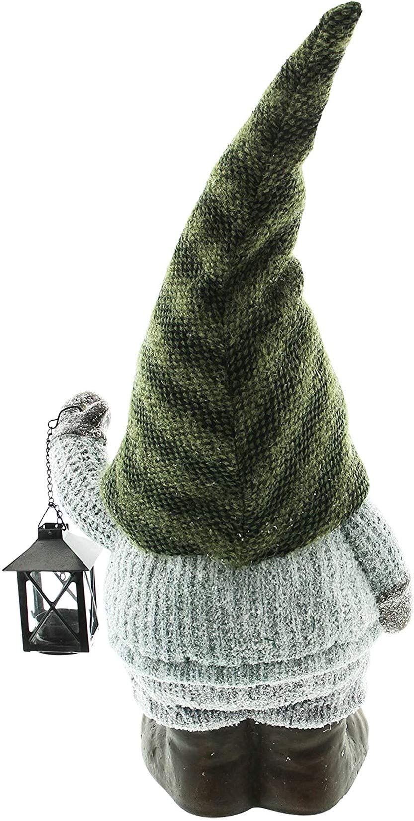 Wichtel groß, 56 cm hoch, Textil & Kunstfell, Weihnachtswichtel mit Laterne | Deko-Figur stehend mit Teelichthalter, Winterdeko, Weihnachtsdeko