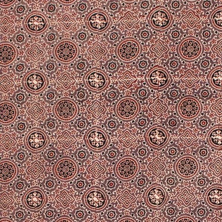 Image of Ethnics of Kutch Womenss Ajrakh Modal Silk Natural Dye Hand Block Print Saree with Blouse Piece - 5.5 Mtr Length