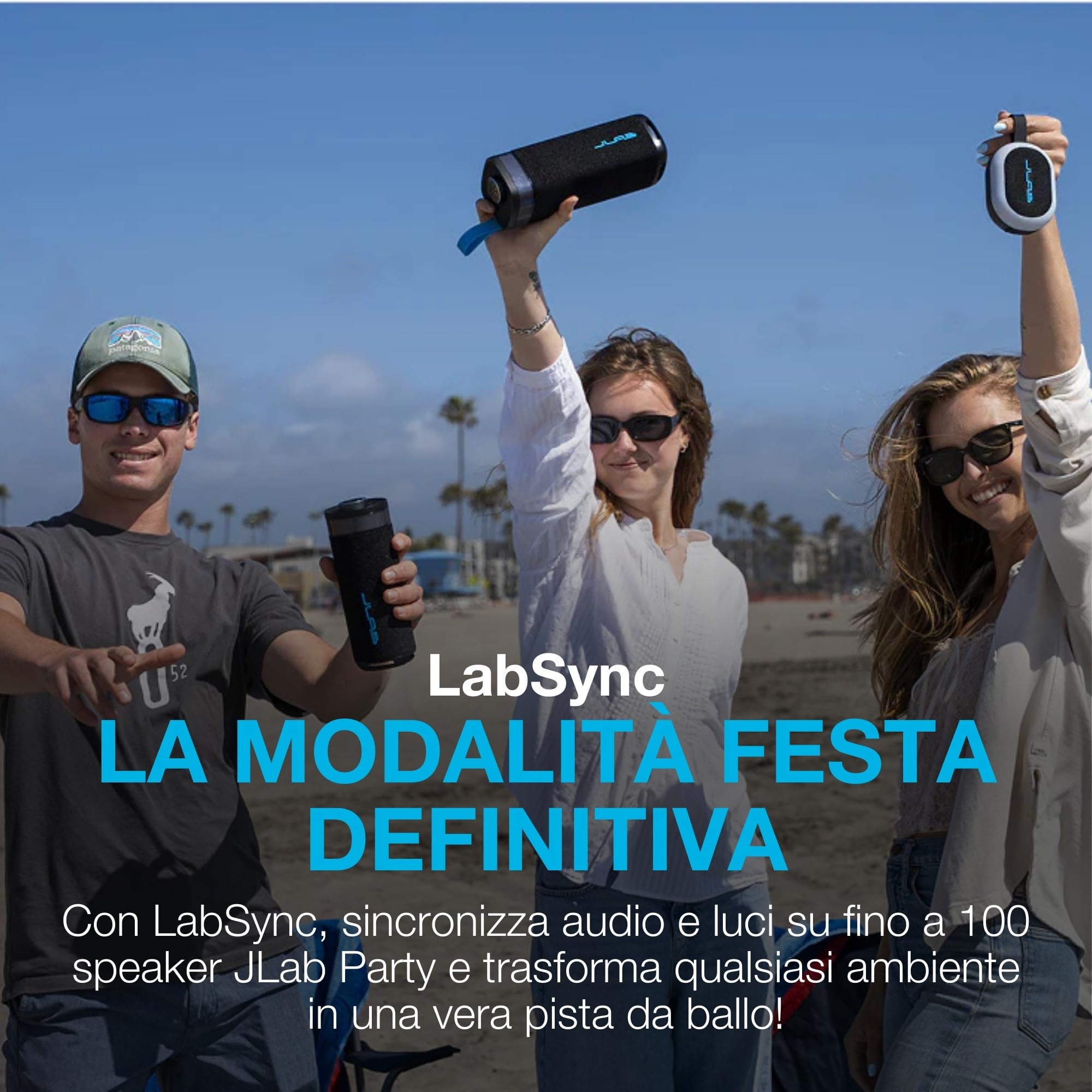 JLab Pop Party Cassa Bluetooth Ultra-Portatile con 8+ ore di riproduzione - Altoparlante Wireless da 5W per Esterni e Viaggi con Luci RGB e Audio Potente, Resistente all'Acqua IP55, Blu navy