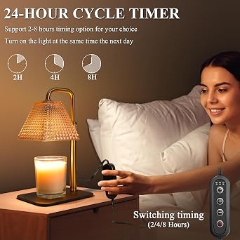 ISTORAGE Candle Warmer Lamp with Timer, Adjustable Height Candle Warmer, Dimmable Electric Wax Warmer Lamp for Jar Candles, Unique Home Decor House Warming Gifts with 2 Bulbs,Birthday Gifts,Golden