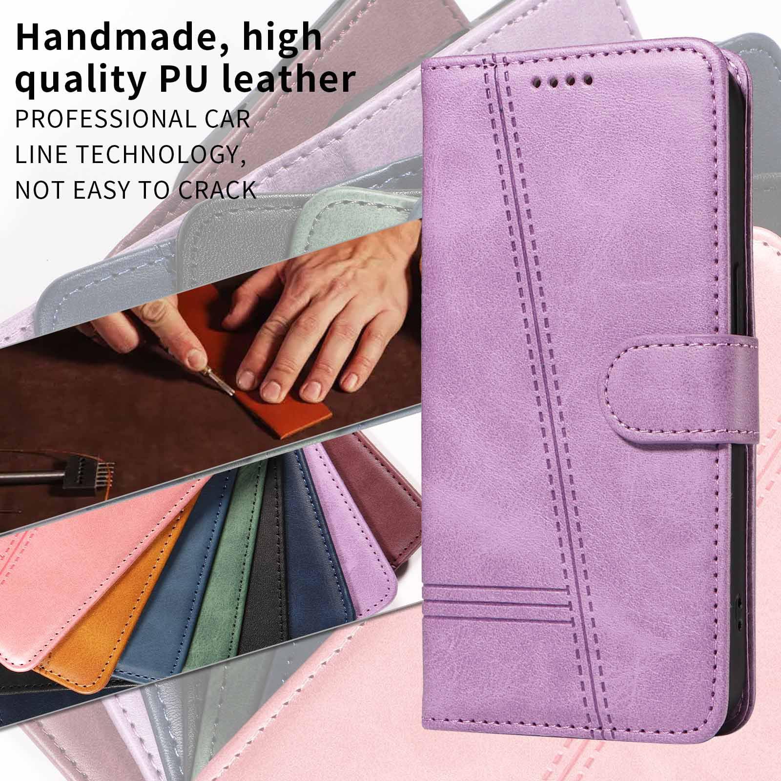 Etui z klapką do telefonu Samsung Galaxy S25 Ultra/S25 Plus/S25, skórzane etui portfelowe na telefon z stojakiem na karty, etui foliowe, odporne na wstrząsy, tworzywo TPU wewnątrz, fioletowe,