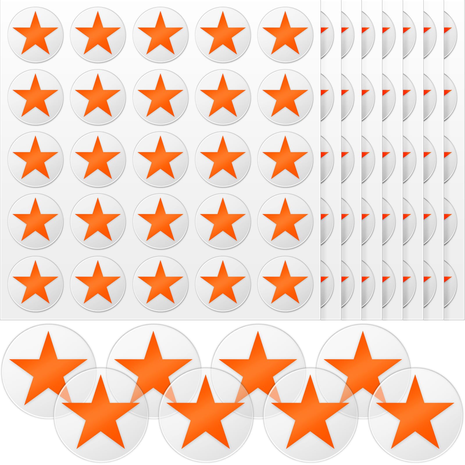 Leinuosen Helmet Stickers Football Baseball Helmet Decals 1-1/8 Inch Vinyl Sports Football Decals Self Adhesive Hockey Stickers for Hockey, Lacrosse, Batting(Clear Print Orange, Star)