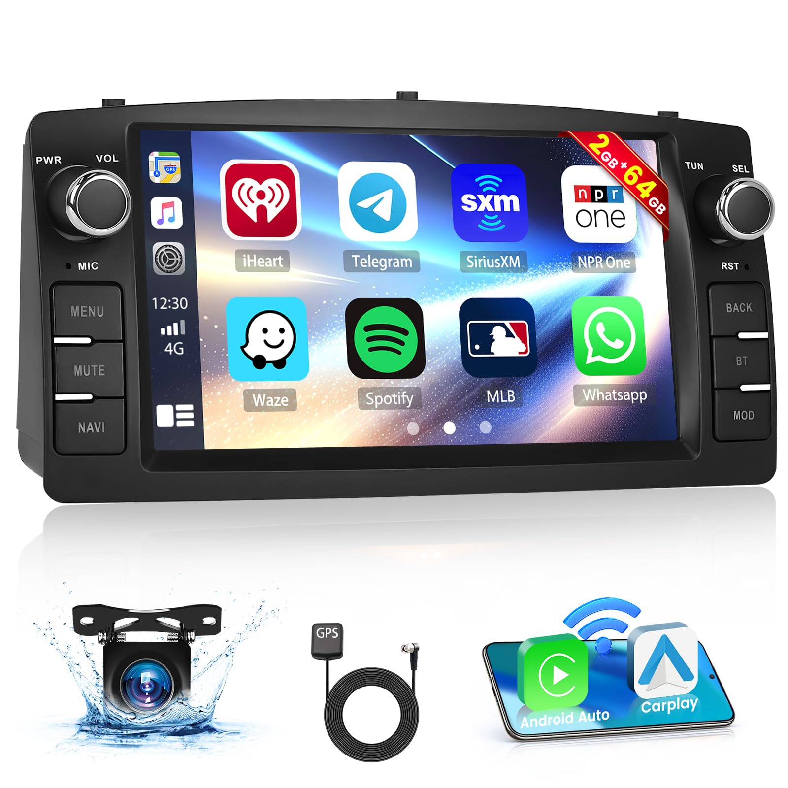 Inefala 2G+64G Autoradio Android 15 pour Toyota Corolla E120 2000-2006