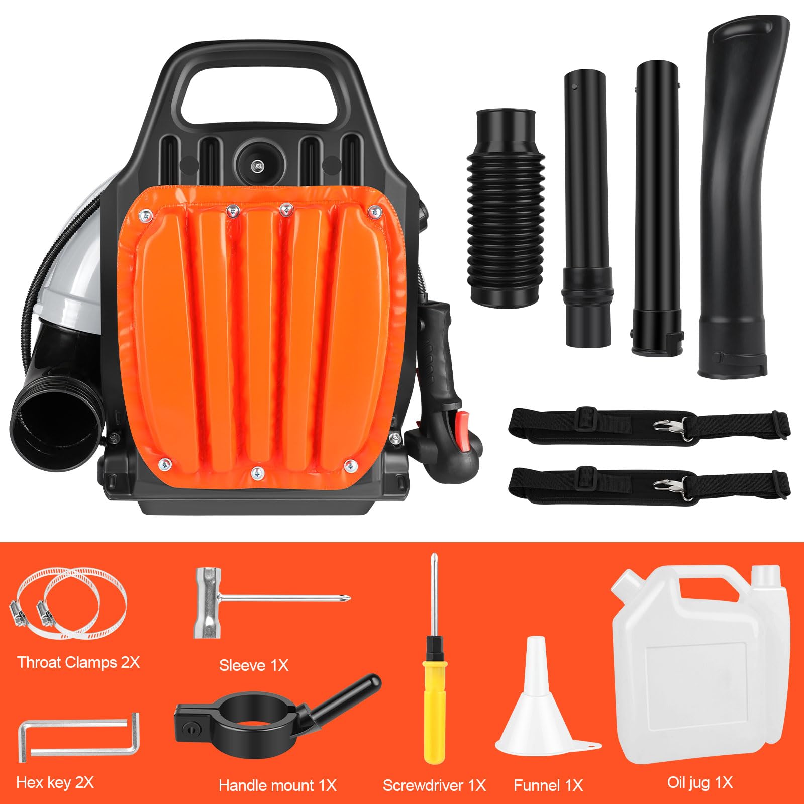 LabTEC Soplador de Hojas 63CC Gasline EB865 para Limpiar terrazas, Hojas, Cortar césped, soplar, triturar, Quitar el Polvo y Quitar la Nieve.