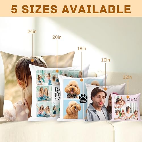 Miniatura 7 de Almohada personalizada con relleno, almohadas personalizadas con texto de imagen, impresión de doble cara  5 tamaños y 10 colores, almohada