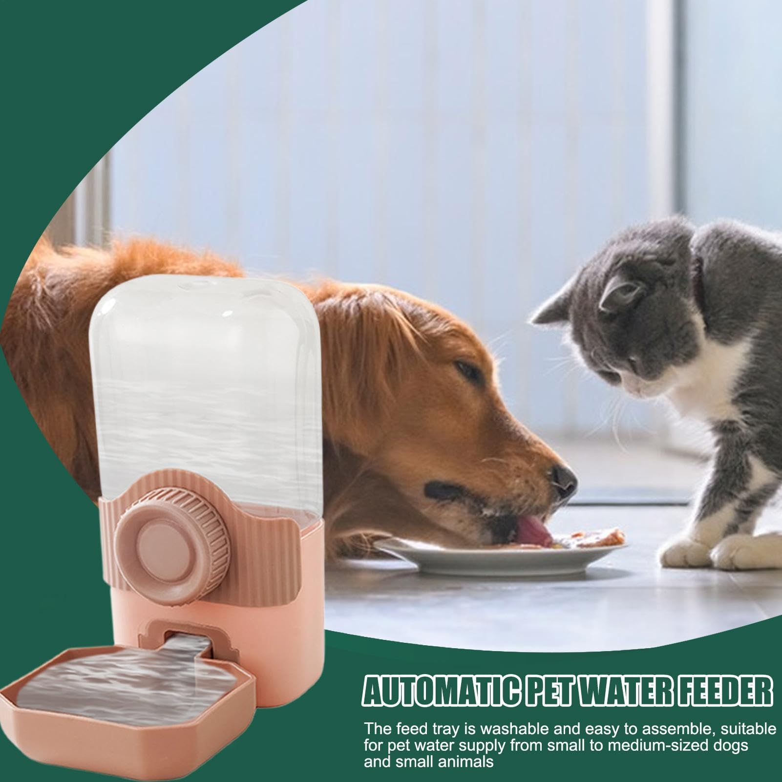 comedero automático para Gatos, Dispensador de Agua Colgante for Gatos | Comedero automático for Gran Capacidad(Pink)