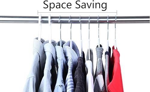 Miniatura 6 de Finnhomy Paquete de 50 perchas de plástico, perchas para ropa con almohadillas antideslizantes, organizador fácil de deslizar para ahorrar espacio,