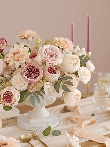 Miniatura 5 de MISSPIN Flores artificiales, flores falsas de Navidad, juego de caja de vegetación para boda, bricolaje, ramos de novia, centros de mesa, arreglos,