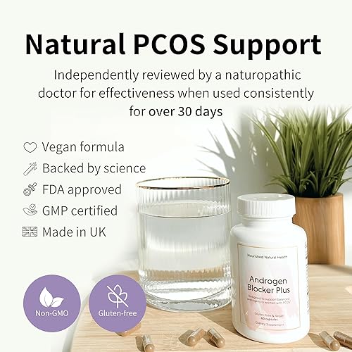 Miniatura 3 de Nourished Naturals - Bloqueador de andrógenos Plus para SOP, suplemento de equilibrio hormonal para mujeres con zinc y palma enana americana, reduce