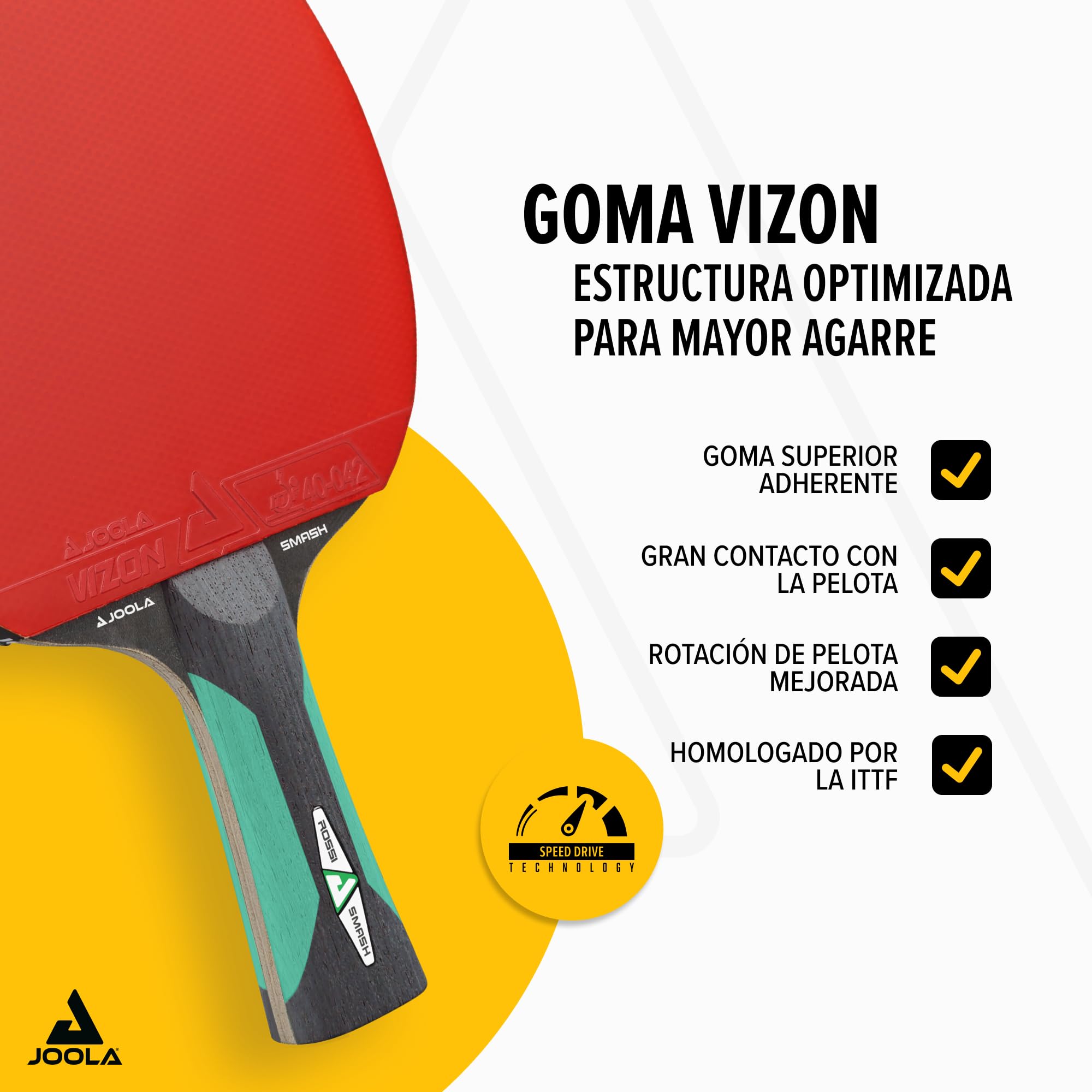 JOOLA Rosskopf Smash Pala de Tenis de Mesa, Unisex Adulto, Multicolor, Talla Única