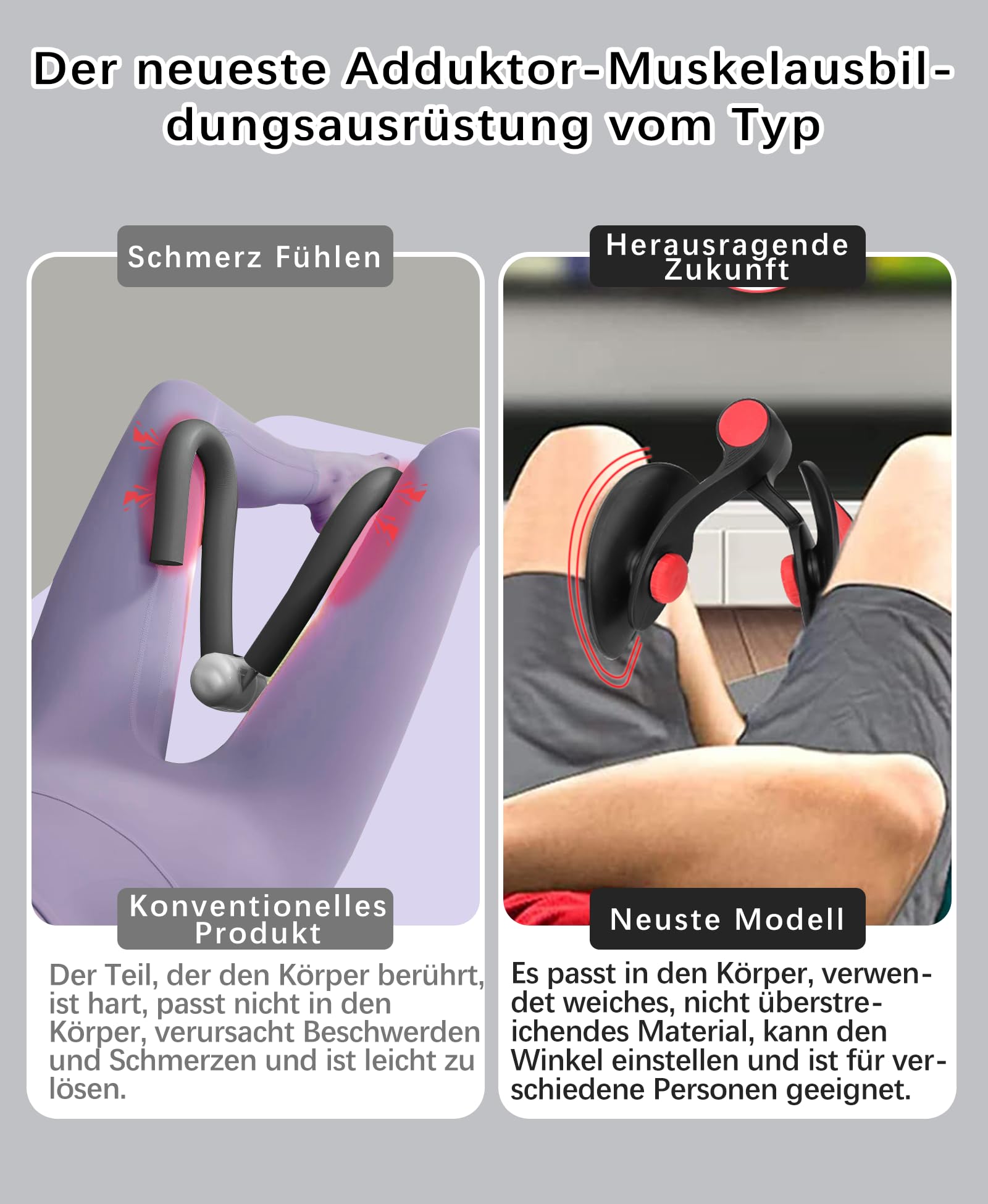 Oberschenkeltrainer 16KG Beckenbodentrainer für Männer und Damen, Beinpresse für Zuhause und Beintrainer, Beckenboden Trainingsgerät, Kegel Trainer für Postpartale Erholung, Gesäßtrainer mit Band