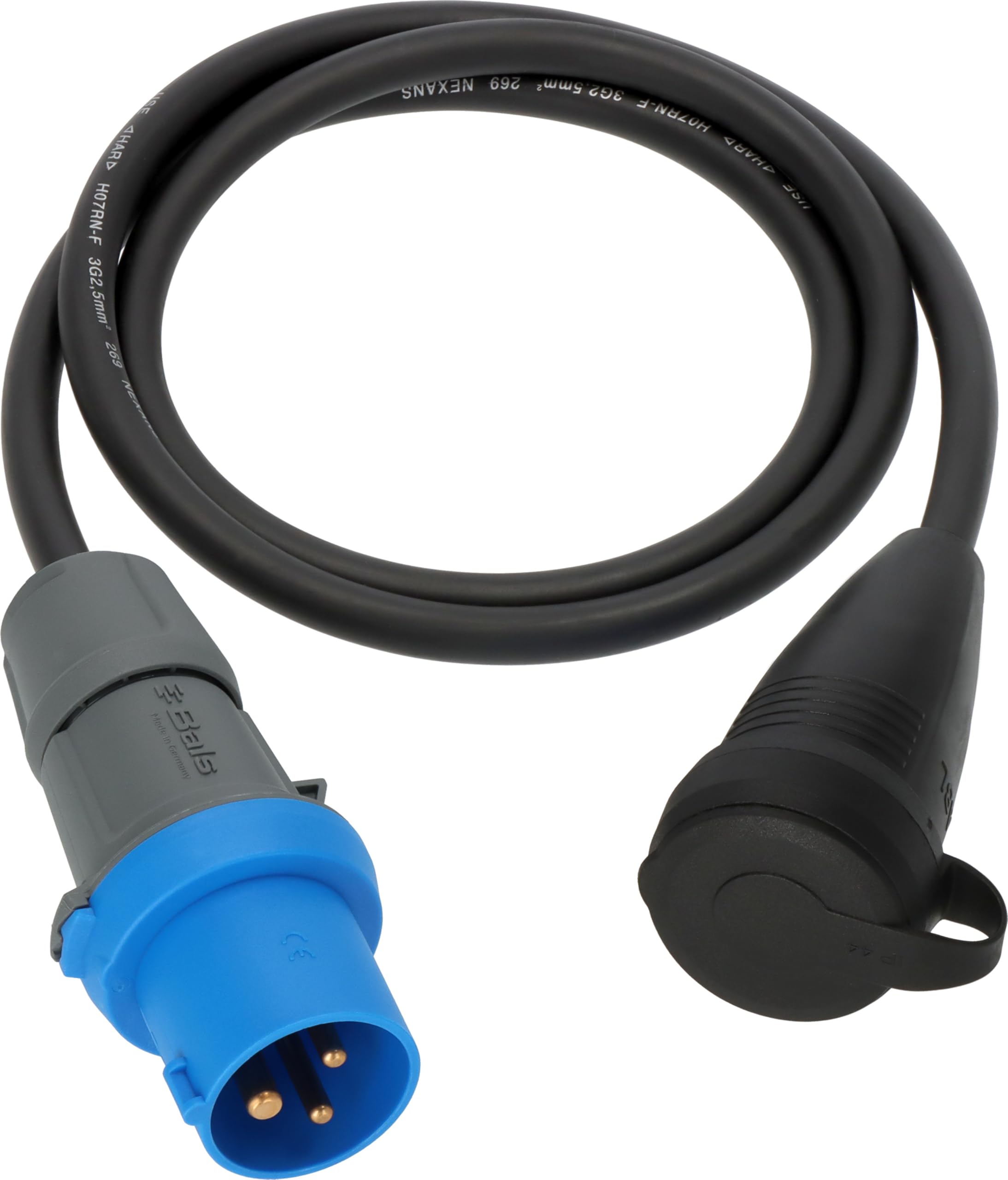 Brennenstuhl Câble Adaptateur Camping avec Prise CEE et raccord de Contact de Terre (câble de 1,5 m en Noir, H07RN-F 3G2.5, 230 V/16 A, pour Une Utilisation permanente en extérieur IP44, fabriqué en