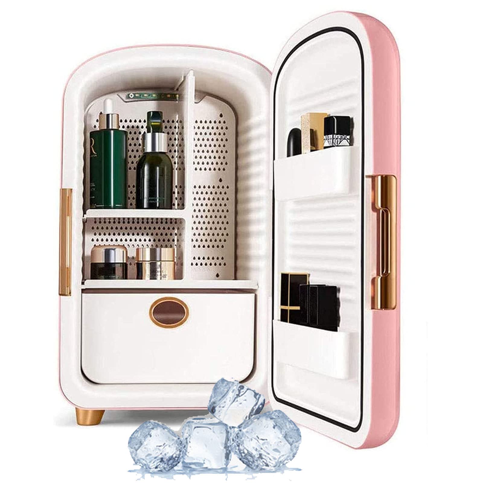 Zxqiang Mini Beauty Fridge, 12L Cosmetic Cooling Cabinet With Storage Compartment Drawer,Professional Makeup Skincare Refrigerator Low Noise Portable Cooler Gifts for Bedroom,Office,RV